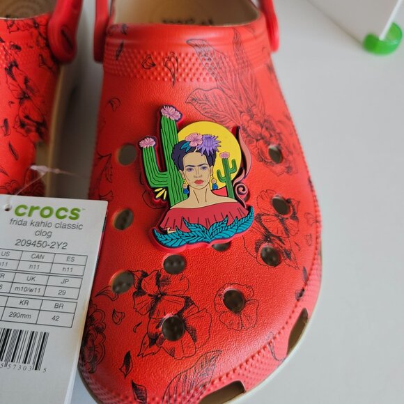 Frida Kahlo Classic Clog Crocs Mens M11 Floral Design Red Green main image 2